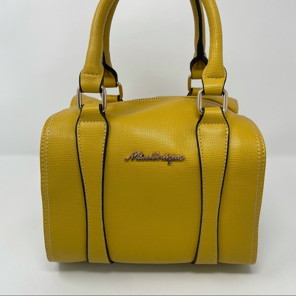Italian Structured Crossbody Mustard Yellow Purse - Picture 6 of 12